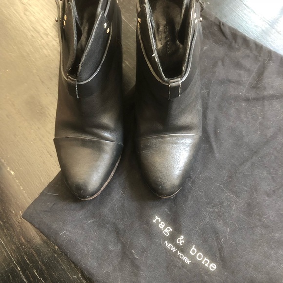 Rag & Bone Harrow Black Leather Boot Size 7 - Picture 2 of 4